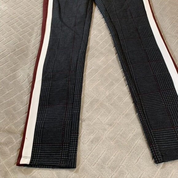 Forever 21 Contemporary Women Medium Pants Dark Gray Plaid Tuxedo Stripe Pull On - Picture 3 of 12